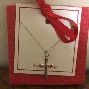NWT & Gift Bag Sterling Silver Cross Necklace
